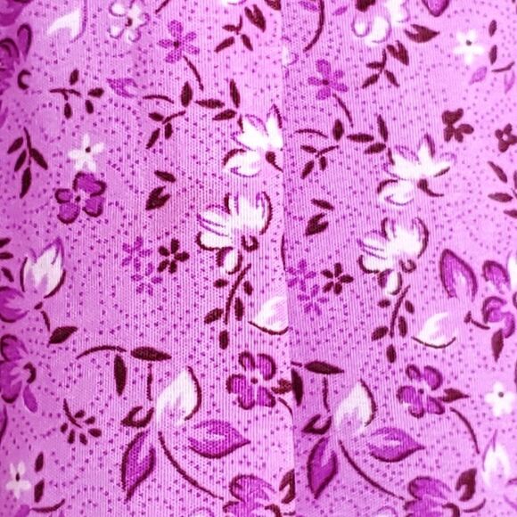 OOAK Vintage Cottagecore Pinup Dress Sz M Purple Floral Pleat Skirt Puff Sleeves - Picture 5 of 7